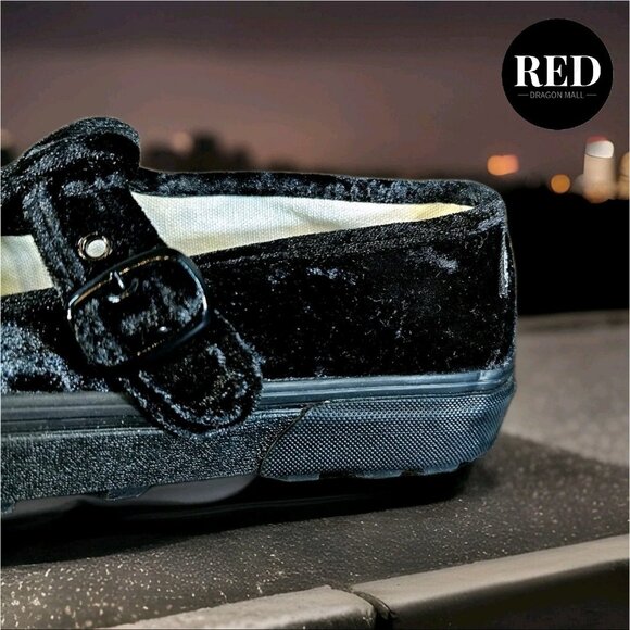 VANS Style 93 Mary Janes Black Crushed Velvet Shoes VN0A3XTJBMA - Women's Sz 9.5 - Picture 11 of 13